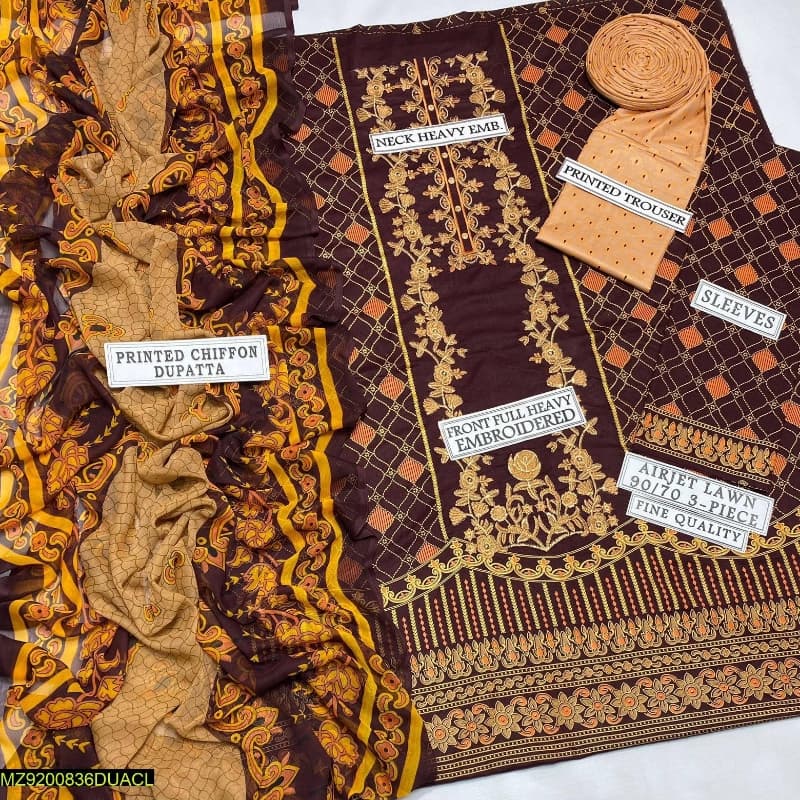3 pc digital lawn suit