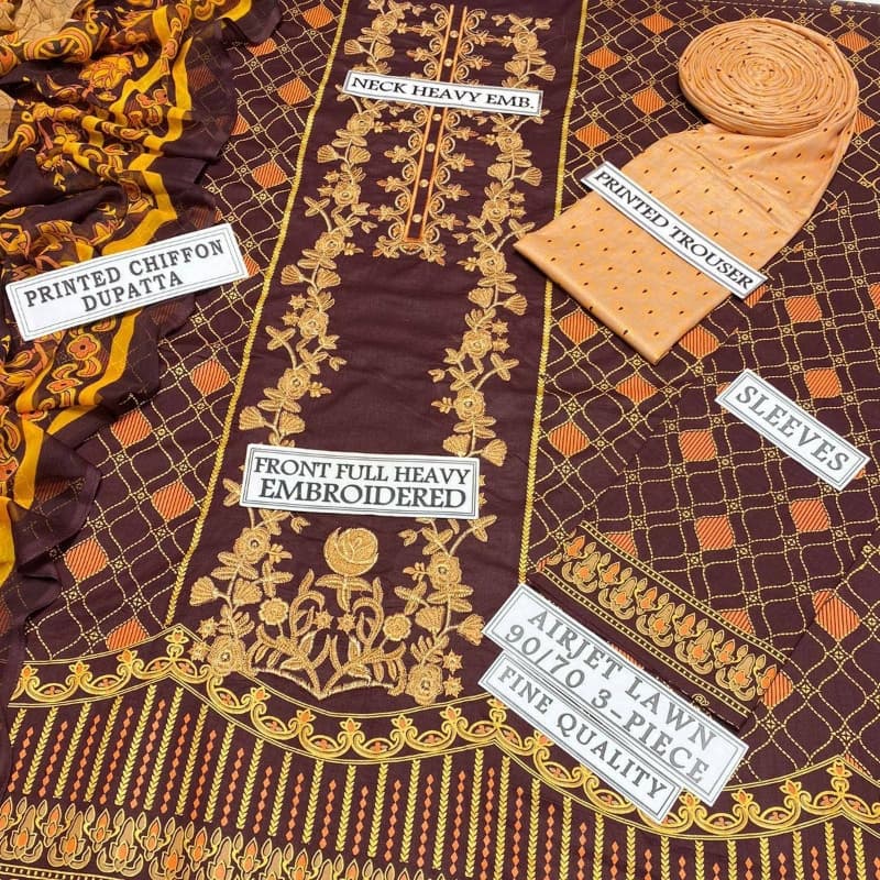 3 pc digital lawn suit
